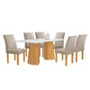 Mesa de Jantar 6 Lugares Stella Canela com Vidro Ripado Cinamomo/Off White/Boucle Bege - Cel Móveis