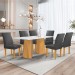 Mesa de Jantar 6 Lugares Stella Canela com Vidro Ripado Cinamomo/Off White/Boucle Cinza - Cel Móveis