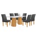 Mesa de Jantar 6 Lugares Stella Canela com Vidro Ripado Cinamomo/Off White/Boucle Cinza - Cel Móveis