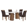 Mesa de Jantar 4 Lugares Stella com Vidro Ripado Chocolate/Off White/Marrom - Cel Móveis