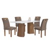 Mesa de Jantar 4 Lugares Stella com Vidro Ripado Chocolate/Off White/Bege Escuro - Cel Móveis