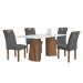 Mesa de Jantar 4 Lugares Stella com Vidro Ripado Chocolate/Off White/Cinza - Cel Móveis