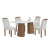 Mesa de Jantar 4 Lugares Stella com Vidro Ripado Chocolate/Off White/Boucle Gelo - Cel Móveis