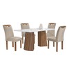 Mesa de Jantar 4 Lugares Stella com Vidro Ripado Chocolate/Off White/Boucle Bege - Cel Móveis