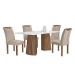 Mesa de Jantar 4 Lugares Stella com Vidro Ripado Chocolate/Off White/Boucle Bege - Cel Móveis
