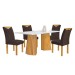 Mesa de Jantar 4 Lugares Stella com Vidro Ripado Cinamomo/Off White/Marrom - Cel Móveis