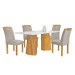Mesa de Jantar 4 Lugares Stella com Vidro Ripado Cinamomo/Off White/Bege Claro - Cel Móveis