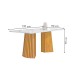 Mesa de Jantar 4 Lugares Stella com Vidro Ripado Cinamomo/Off White/Bege Claro - Cel Móveis