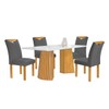Mesa de Jantar 4 Lugares Stella com Vidro Ripado Cinamomo/Off White/Cinza - Cel Móveis