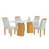 Mesa de Jantar 4 Lugares Stella com Vidro Ripado Cinamomo/Off White/Boucle Gelo - Cel Móveis