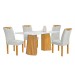 Mesa de Jantar 4 Lugares Stella com Vidro Ripado Cinamomo/Off White/Boucle Gelo - Cel Móveis