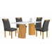 Mesa de Jantar 4 Lugares Stella com Vidro Ripado Cinamomo/Off White/Boucle Cinza - Cel Móveis