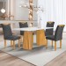 Mesa de Jantar 4 Lugares Stella com Vidro Ripado Cinamomo/Off White/Boucle Cinza - Cel Móveis