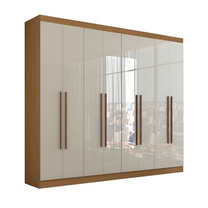 Guarda-Roupa Casal 52gr8000e 8 Portas 8 Prateleiras Cinamomo/Off White - Rodial