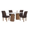 Mesa de Jantar 4 Lugares Stella Canela com Vidro Ripado Chocolate/Off White/Marrom - Cel Móveis