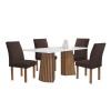 Mesa de Jantar 4 Lugares Stella Canela com Vidro Ripado Chocolate/Off White/Marrom - Cel Móveis