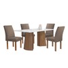 Mesa de Jantar 4 Lugares Stella Canela com Vidro Ripado Chocolate/Off White/Bege Escuro - Cel Móveis