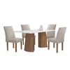 Mesa de Jantar 4 Lugares Stella Canela com Vidro Ripado Chocolate/Off White/Bege Claro - Cel Móveis