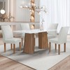 Mesa de Jantar 4 Lugares Stella Canela com Vidro Ripado Chocolate/Off White/Boucle Gelo - Cel Móveis