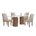 Mesa de Jantar 4 Lugares Stella Canela com Vidro Ripado Chocolate/Off White/Boucle Bege  - Cel Móveis