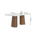 Mesa de Jantar 4 Lugares Stella Canela com Vidro Ripado Chocolate/Off White/Boucle Bege  - Cel Móveis