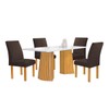 Mesa de Jantar 4 Lugares Stella Canela com Vidro Ripado Cinamomo/Off White/Marrom  - Cel Móveis