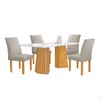 Mesa de Jantar 4 Lugares Stella Canela com Vidro Ripado Cinamomo/Off White/Bege Claro - Cel Móveis