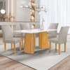 Mesa de Jantar 4 Lugares Stella Canela com Vidro Ripado Cinamomo/Off White/Bege Claro - Cel Móveis