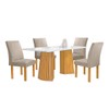Mesa de Jantar 4 Lugares Stella Canela com Vidro Ripado Cinamomo/Off White/Boucle  - Cel Móveis