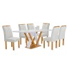 Mesa de Jantar 6 Lugares Manuela Arizona com Vidro Cinamomo/Off White/Boucle Gelo - Cel Móveis