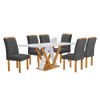 Mesa de Jantar 6 Lugares Manuela Arizona com Vidro Cinamomo/Off White/Boucle Cinza - Cel Móveis