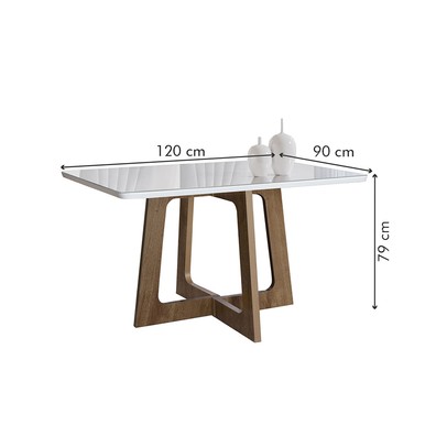 Mesa de Jantar 4 Lugares Arizona Canela com Vidro Chocolate/Off White/Cinza 20766 - Cel Móveis