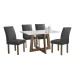 Mesa de Jantar 4 Lugares Arizona Canela com Vidro Chocolate/Off White/Boucle Cinza 20766 - Cel Móveis