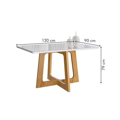 Mesa de Jantar 4 Lugares Arizona Canela com Vidro Cinamomo/Off White/Bege Escuro 20766 - Cel Móveis