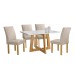 Mesa de Jantar 4 Lugares Arizona Canela com Vidro Cinamomo/Off White/Boucle Bege 20766 - Cel Móveis