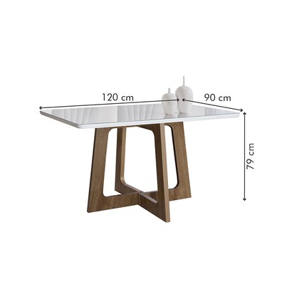 Mesa de Jantar 4 Lugares Arizona com Vidro Chocolate/Off White/Marrom 20767 - Cel Móveis