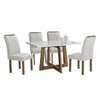 Mesa de Jantar 4 Lugares Arizona com Vidro Chocolate/Off White/Boucle Gelo 20767 - Cel Móveis