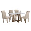 Mesa de Jantar 4 Lugares Arizona com Vidro Chocolate/Off White/Boucle Bege 20767 - Cel Móveis