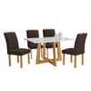 Mesa de Jantar 4 Lugares Arizona com Vidro  Cinamomo/Off White/Marrom 20767 - Cel Móveis