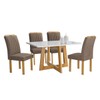 Mesa de Jantar 4 Lugares Arizona com Vidro  Cinamomo/Off White/Bege Escuro 20767 - Cel Móveis