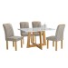Mesa de Jantar 4 Lugares Arizona com Vidro  Cinamomo/Off White/Bege Claro 20767 - Cel Móveis