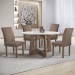 Mesa de Jantar 4 Lugares Arizona Canela com Vidro Chocolate/Off White/Veludo Bege Escuro 20770  - Cel Móveis