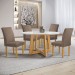Mesa de Jantar 4 Lugares Arizona Canela com Vidro Cinamomo/Off White/Veludo Bege Escuro 20770  - Cel Móveis
