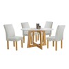 Mesa de Jantar 4 Lugares Arizona Canela com Vidro Cinamomo/Off White/Boucle Gelo 20770 - Cel Móveis