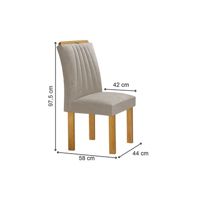 Mesa de Jantar 4 Lugares Arizona com Vidro Cinamomo/Off White/Bege Claro 20771 - Cel Móveis