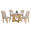 Mesa de Jantar 4 Lugares Arizona com Vidro Cinamomo/Off White/Boucle Bege 20771  - Cel Móveis
