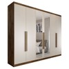 Guarda-Roupa Casal Madalena 6 Portas 6 Gavetas 100% Mdf com Espelho Brauna/Off White - Panorama Móveis
