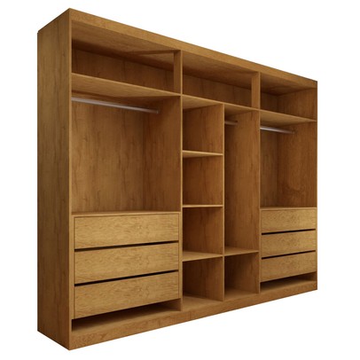 Guarda-Roupa Casal Madalena 6 Portas 6 Gavetas 100% Mdf com Espelho Peroba/Off White - Panorama Móveis