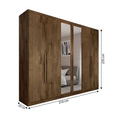 Guarda-Roupa Casal Madalena 6 Portas 6 Gavetas 100% Mdf com Espelho Brauna - Panorama Móveis