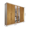 Guarda-Roupa Casal Madalena 6 Portas 6 Gavetas 100% Mdf com Espelho Off White/Peroba - Panorama Móveis